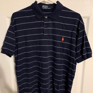 Navy Blue striped polo shirt M